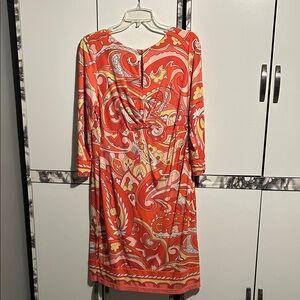 Donna Morgan Orange Paisley Long Sleeve Dress